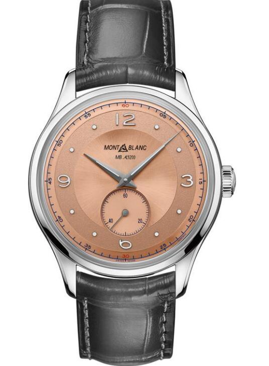 The salmon dial sports a distinctive look of retro style.