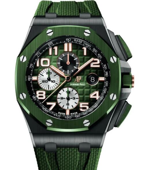 The green tone endows the timepiece with dynamic appearance.
